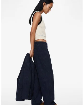 Pantaloni drepti cu croiala ampla, Bleumarin