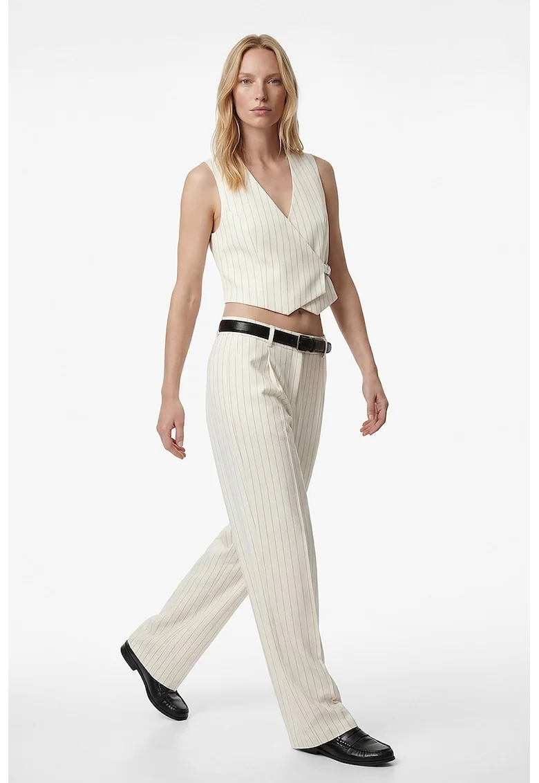 Pantaloni drepti cu dungi, Bej deschis