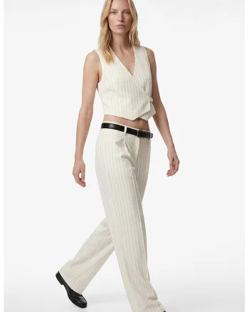 Pantaloni drepti cu dungi, Bej deschis