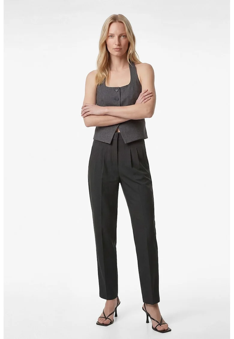 Pantaloni slim fit cu talie inalta, Negru