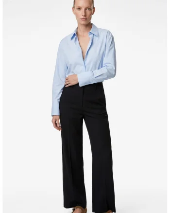 Pantaloni cu croiala ampla si nasturi decorativi, Albastru ultramarin