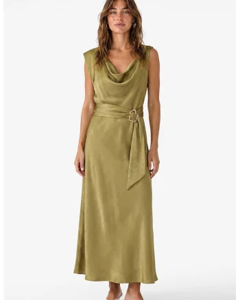 Rochie lunga dreapta, Verde masliniu