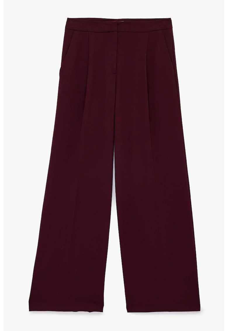Pantaloni cu croiala ampla si talie inalta, Visiniu