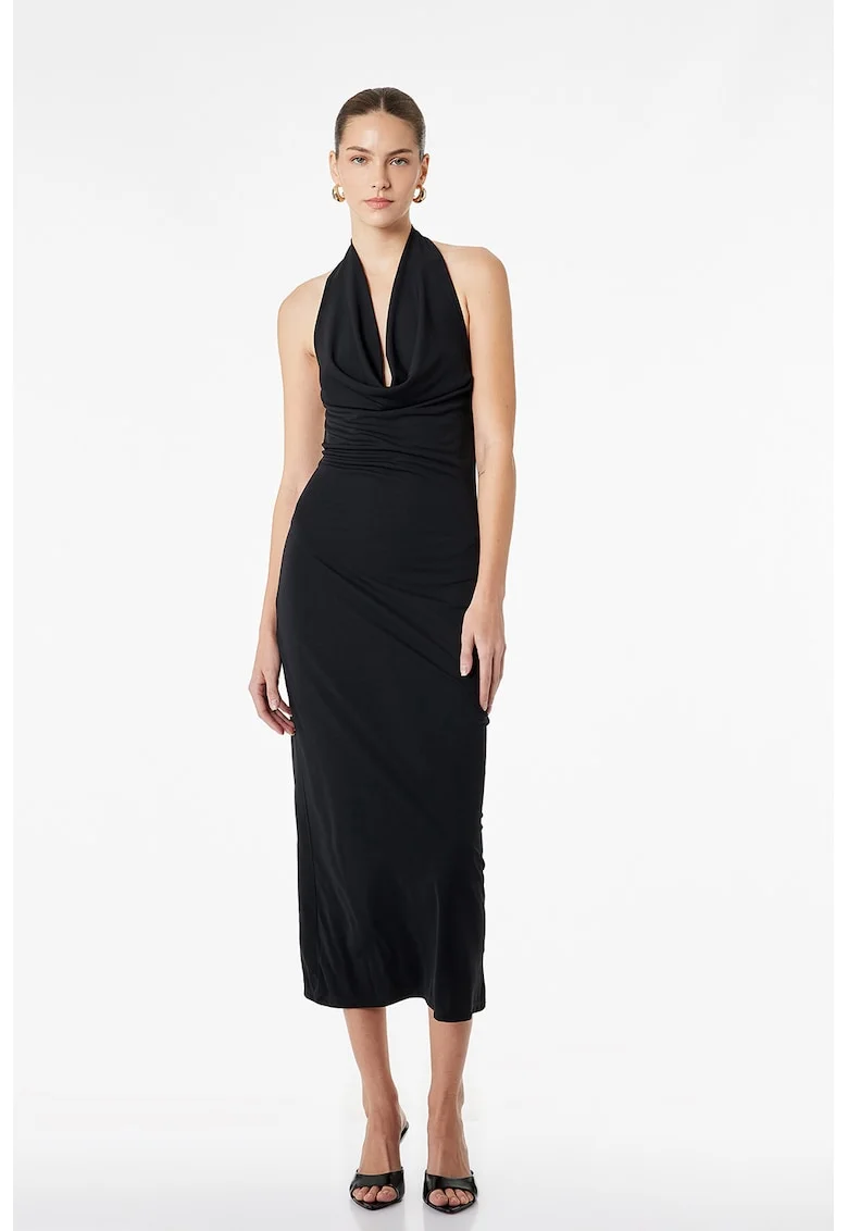 Rochie midi halter, Negru