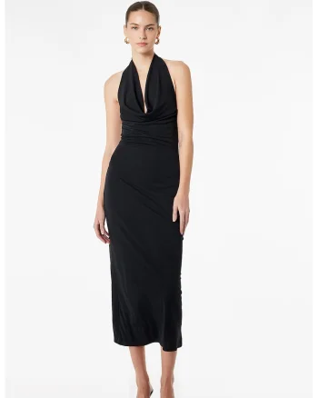 Rochie midi halter, Negru
