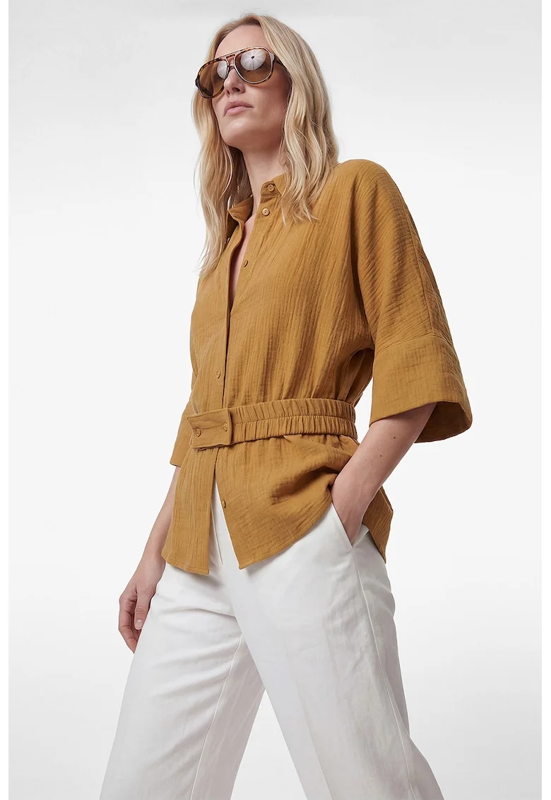 Camasa texturata cu cordon elastic, Bronz