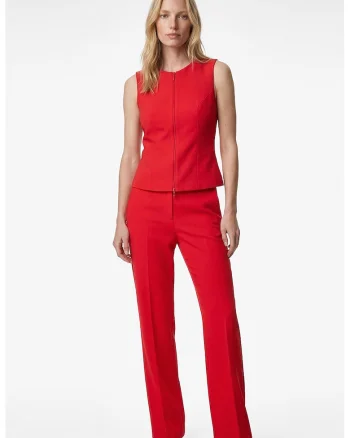 Pantaloni chino regular fit cu talie inalta, Rosu vermillion
