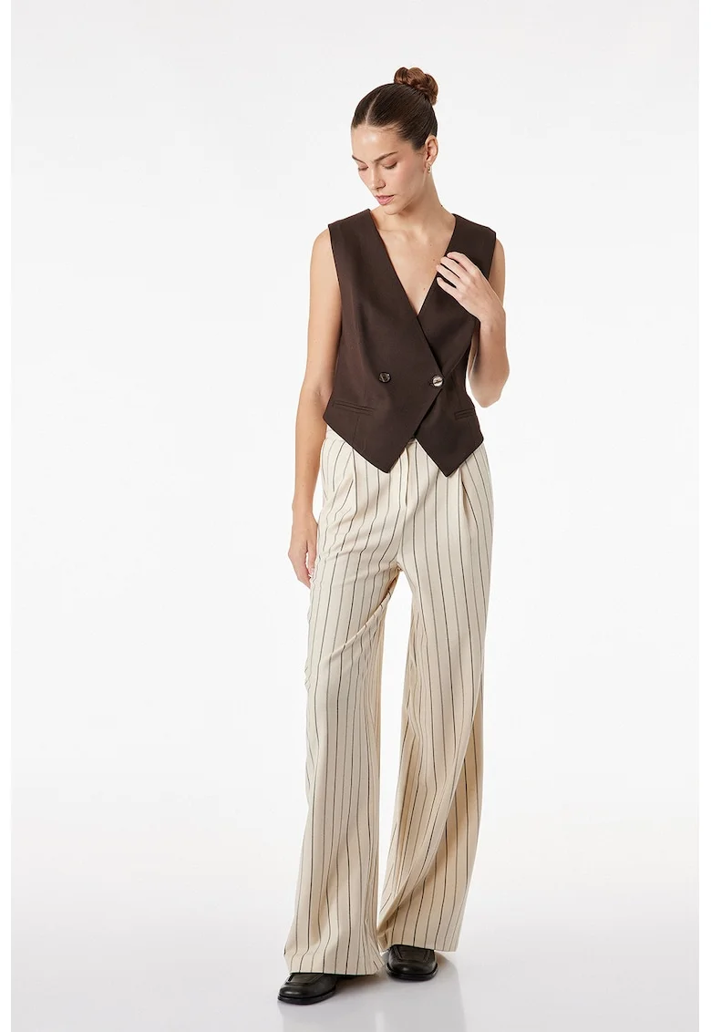 Pantaloni ampli in dungi, Bej