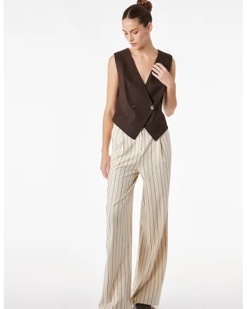 Pantaloni ampli in dungi, Bej