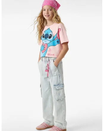 Tricou regular fit cu desene, Roz deschis/Albastru azur