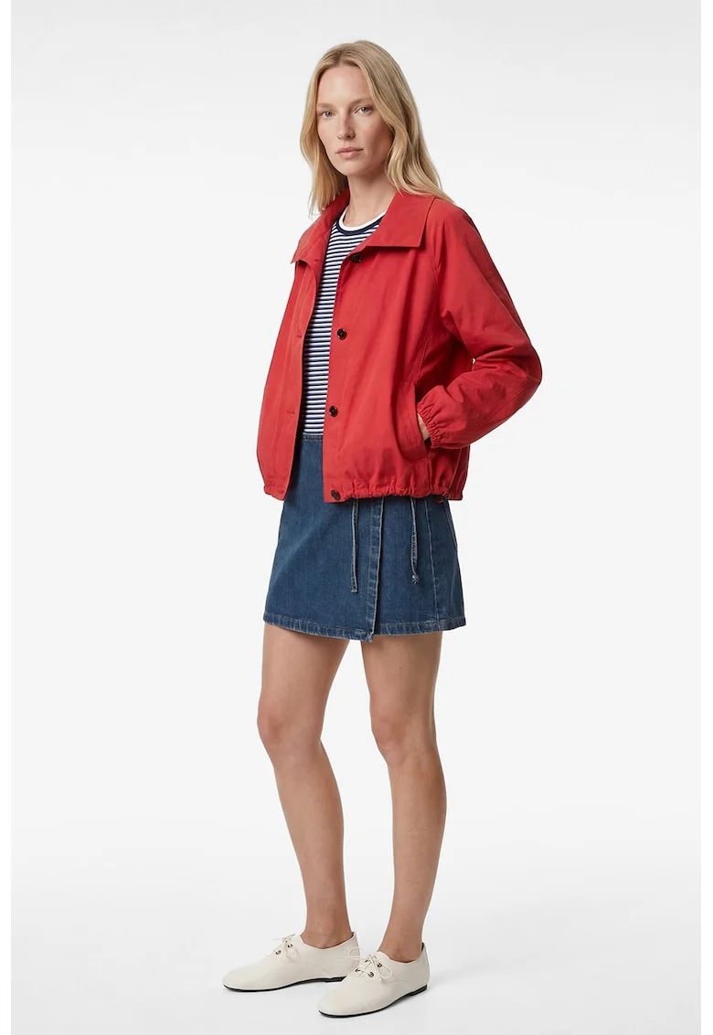 Fusta-pantalon mini din denim, Albastru melange