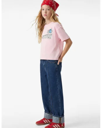 Tricou regular fit cu desene, Roz deschis