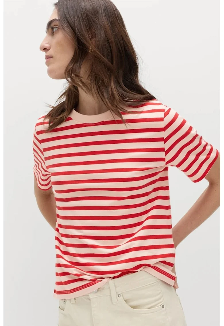 Tricou regular fit din bumbac, Rosu/Crem