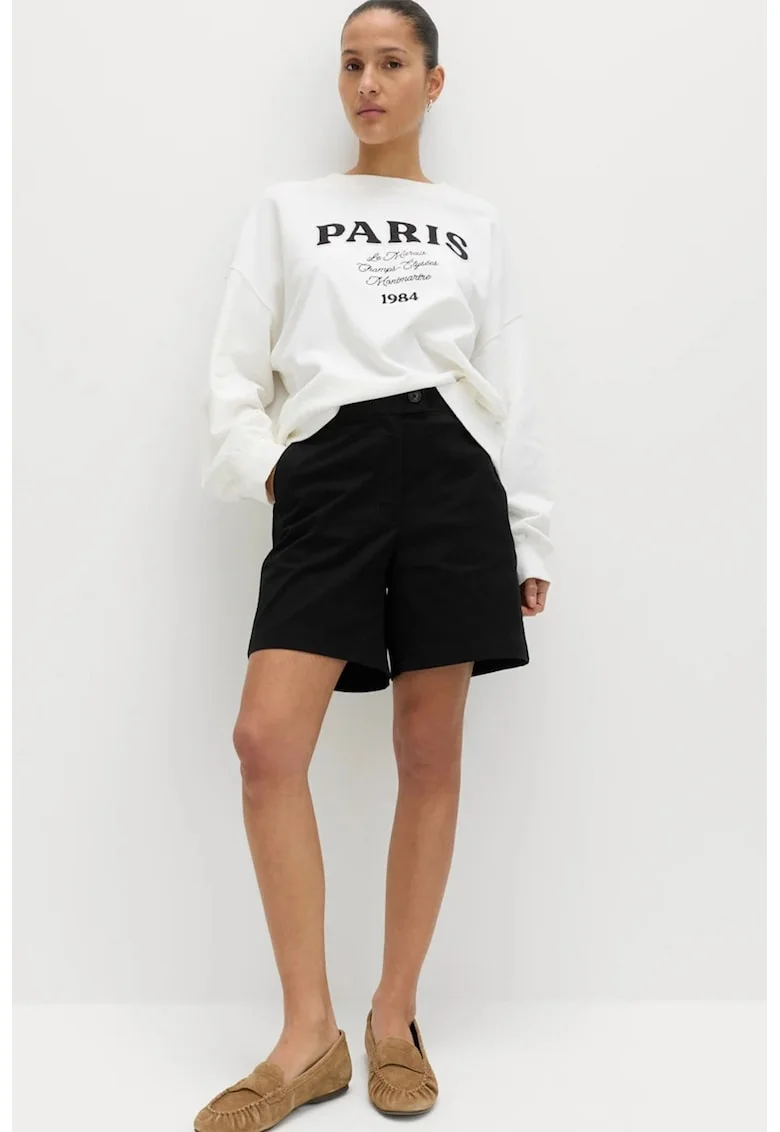 Pantaloni scurti chino cu talie inalta, Negru
