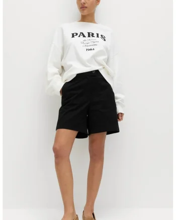 Pantaloni scurti chino cu talie inalta, Negru