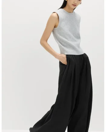 Pantaloni ampli cu pliuri inverse, Negru