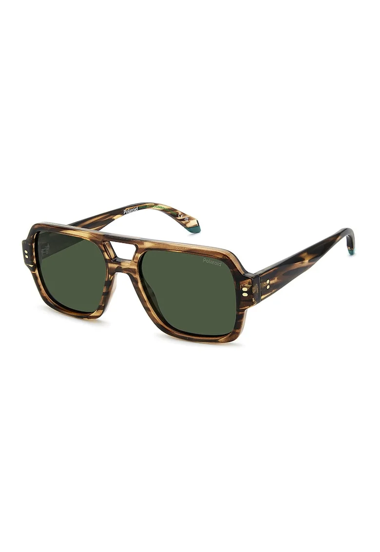 Ochelari de soare aviator cu lentile polarizate, Negru/Maro deschis