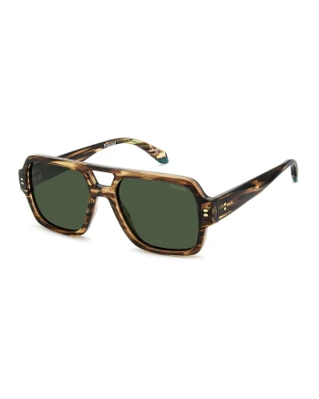 Ochelari de soare aviator cu lentile polarizate, Negru/Maro deschis