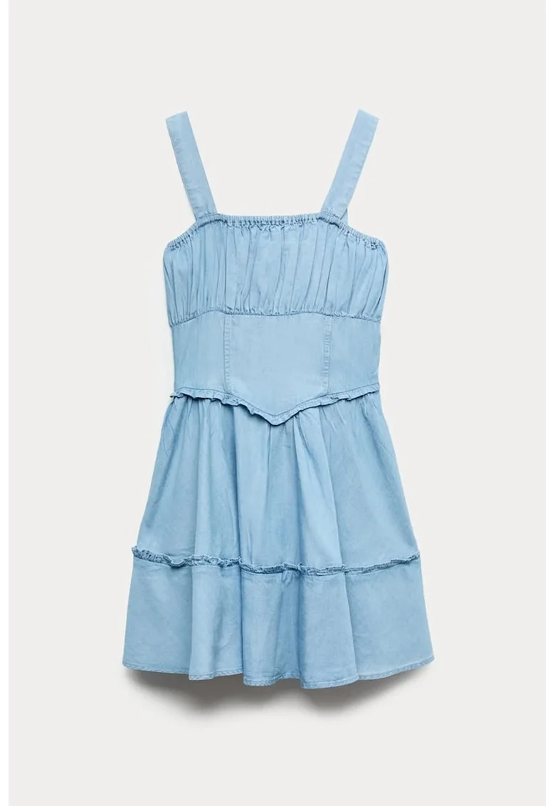 Rochie evazata din lyocell, Albastru deschis