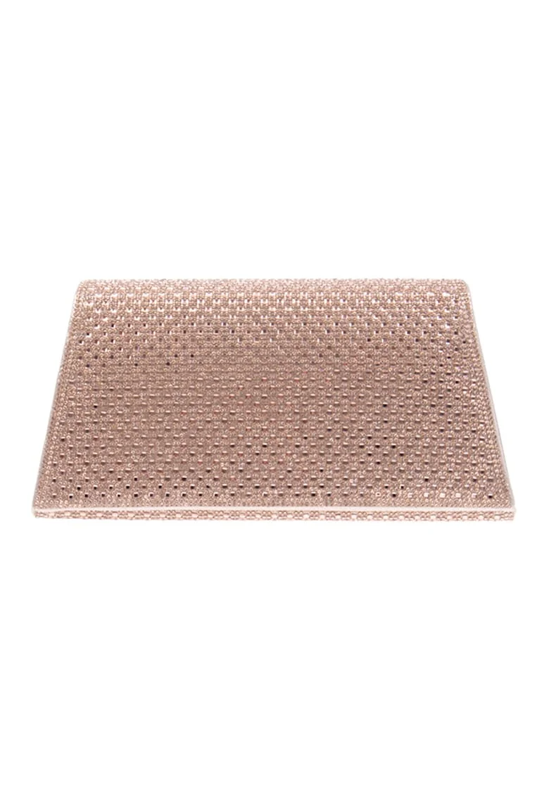 Geanta plic decorata cu strasuri, Roz somon/Nude rose