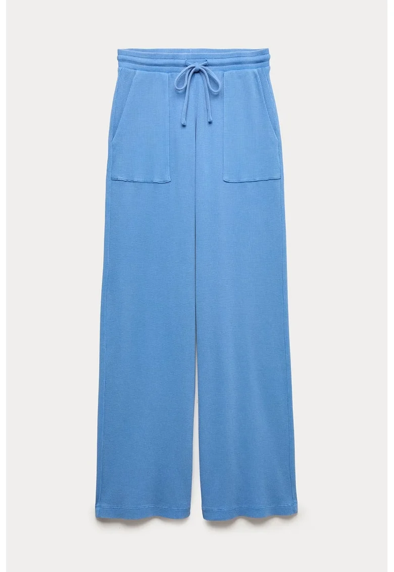 Pantaloni de trening cu croiala ampla si aspect texturat, Albastru pastel