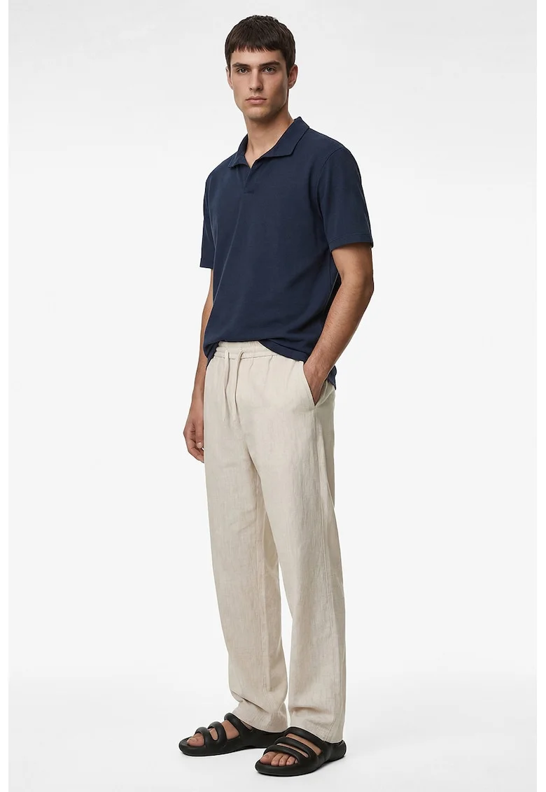 Tricou regular fit cu guler polo, Albastru inchis