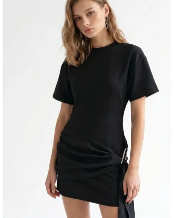 Rochie Mini,  Elegant, Negru, 100% poliester
