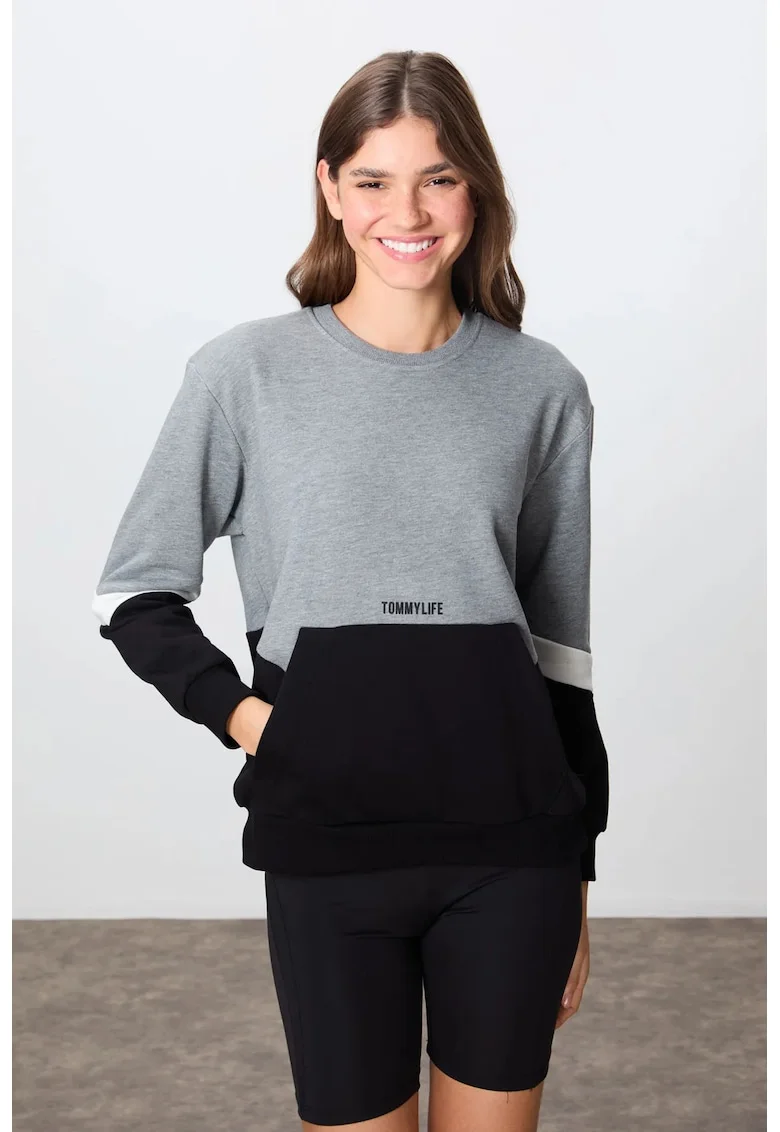 Hanorac dama,  oversized color-blocked, multicolor, bumbac/poliester