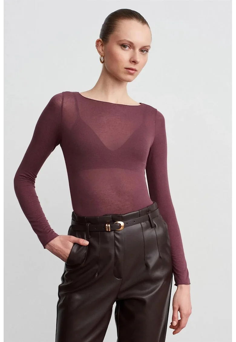 Bluza dama,  bluza tricotata, maneca lunga, mov, elastic