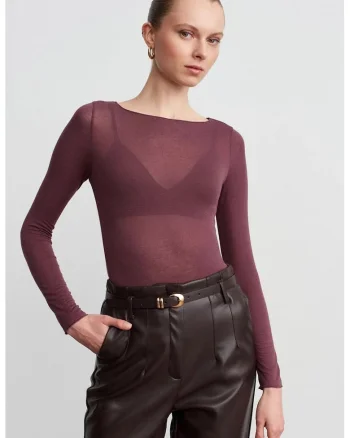 Bluza dama,  bluza tricotata, maneca lunga, mov, elastic