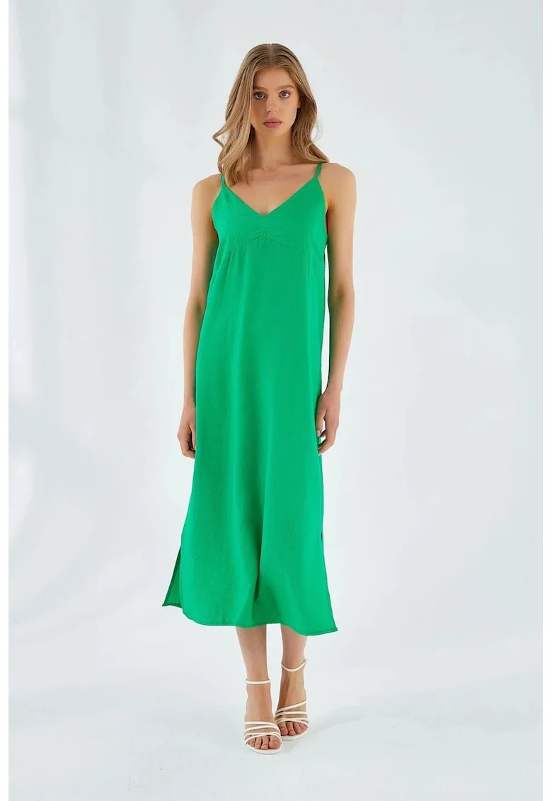 Rochie Midi,  Eleganta, Verde Smarald, Fara inchidere