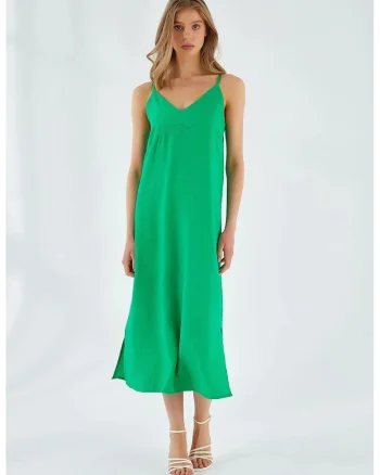 Rochie Midi,  Eleganta, Verde Smarald, Fara inchidere