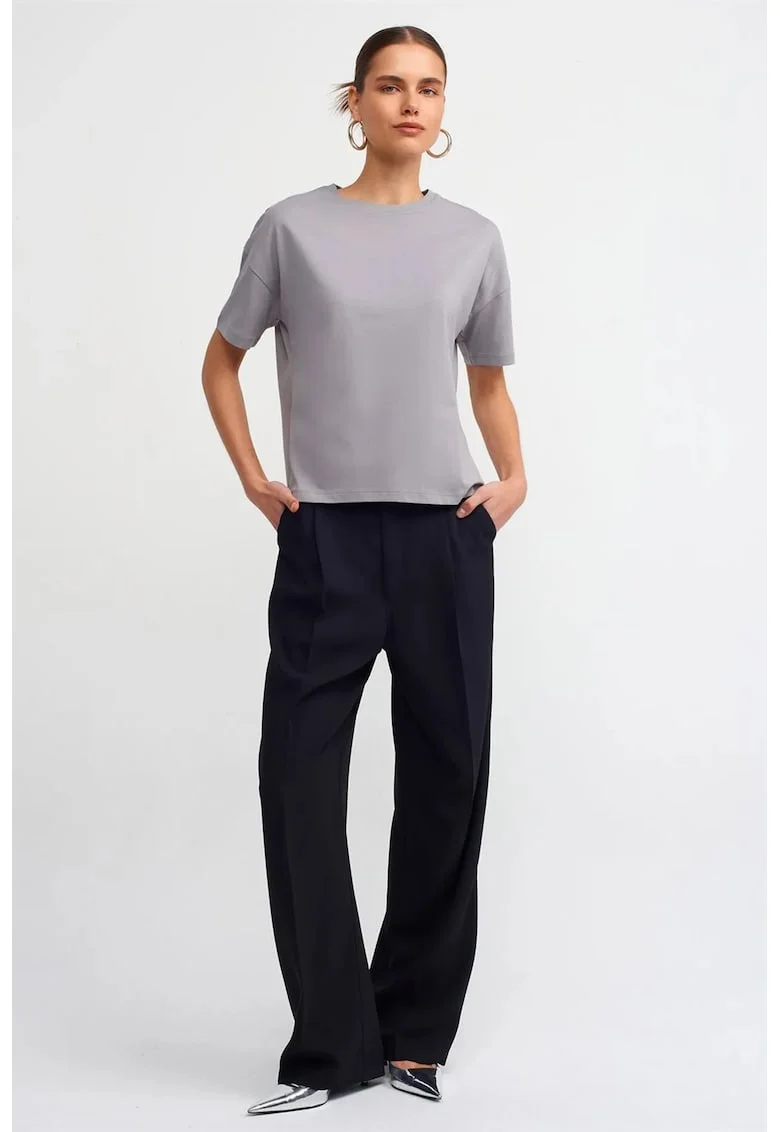 Tricou  bumbac, gri deschis, maneci scurte, croiala regulara