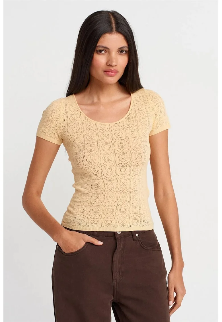 Bluze dama,  Bluza Slim Fit, bej natural, 73% viscoza, 27% poliamida,