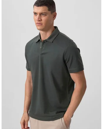 Tricou polo,  bumbac-elastan, gri antracit, cu buton