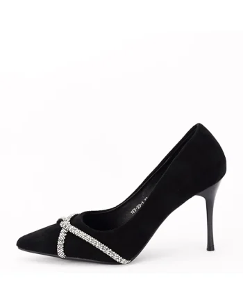 Pantofi negri eleganti cu pietricele argintii YES-23-1 03 16168, Negru