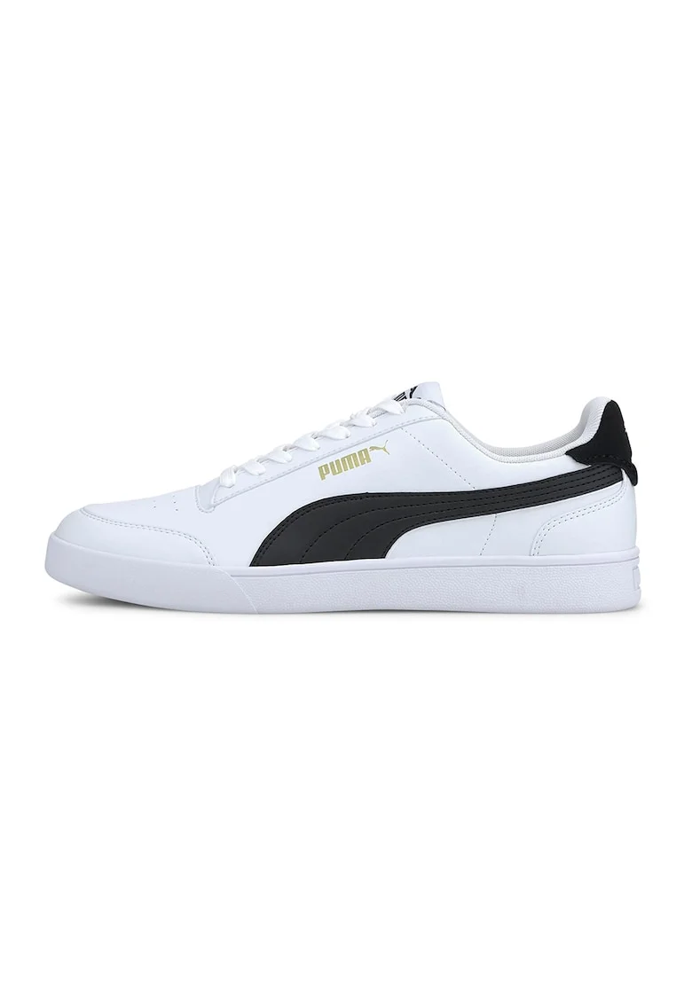 Pantofi sport de piele ecologica Shuffle, Auriu/Negru/Alb optic