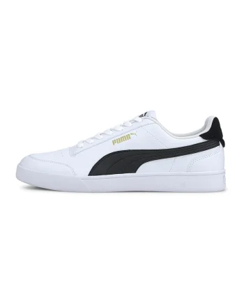 Pantofi sport de piele ecologica Shuffle, Auriu/Negru/Alb optic