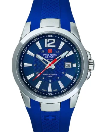 Ceas cu curea din silicon Swiss Made, Albastru royal