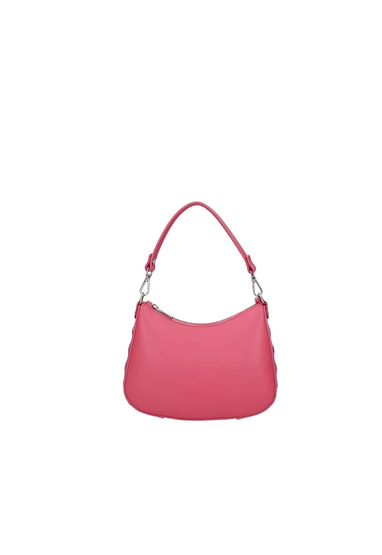 Geanta de piele cu bareta de umar, Fucsia