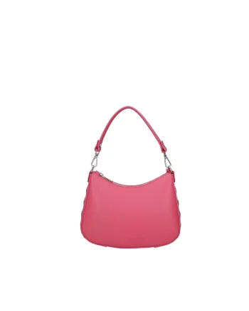 Geanta de piele cu bareta de umar, Fucsia