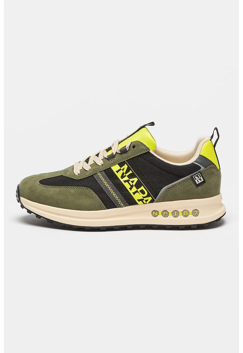 Pantofi sport cu insertii textile Slate, Verde/Negru
