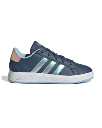 Pantofi sport din piele ecologica cu detalii holografice Grand Court 2.0, Albastru petrol