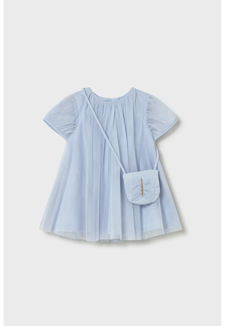 Rochie din tul si geanta, Albastru pastel/Albastru prafuit