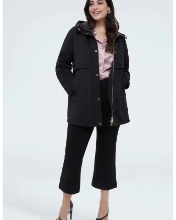 Pantaloni cu croiala kick flare si banda cu talie elastica, Negru