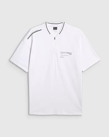 Tricou polo oversize barbati,  alb, bumbac