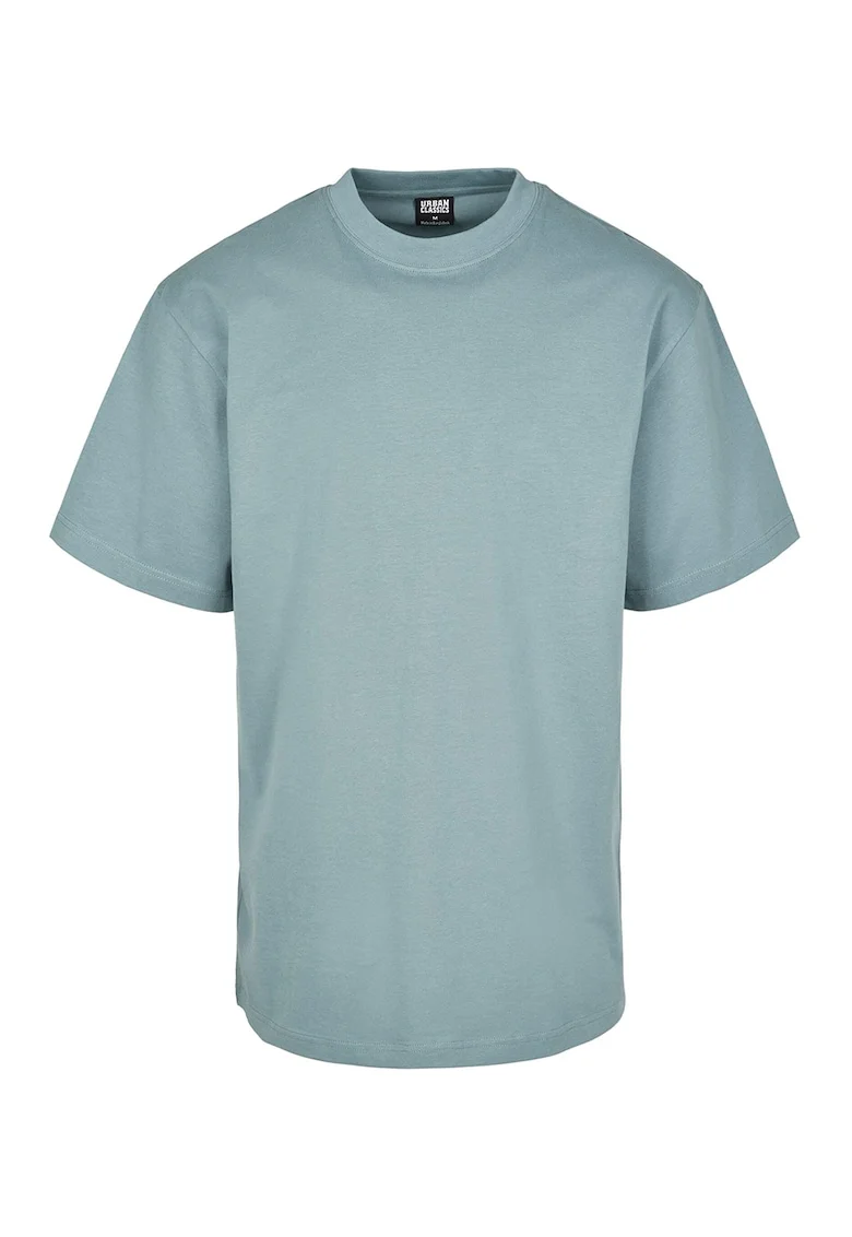 Tricou din bumbac cu decolteu la baza gatului, Albastru prafuit