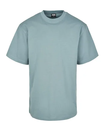 Tricou din bumbac cu decolteu la baza gatului, Albastru prafuit