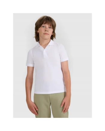 Tricou copii,  polo regular, alb, bumbac