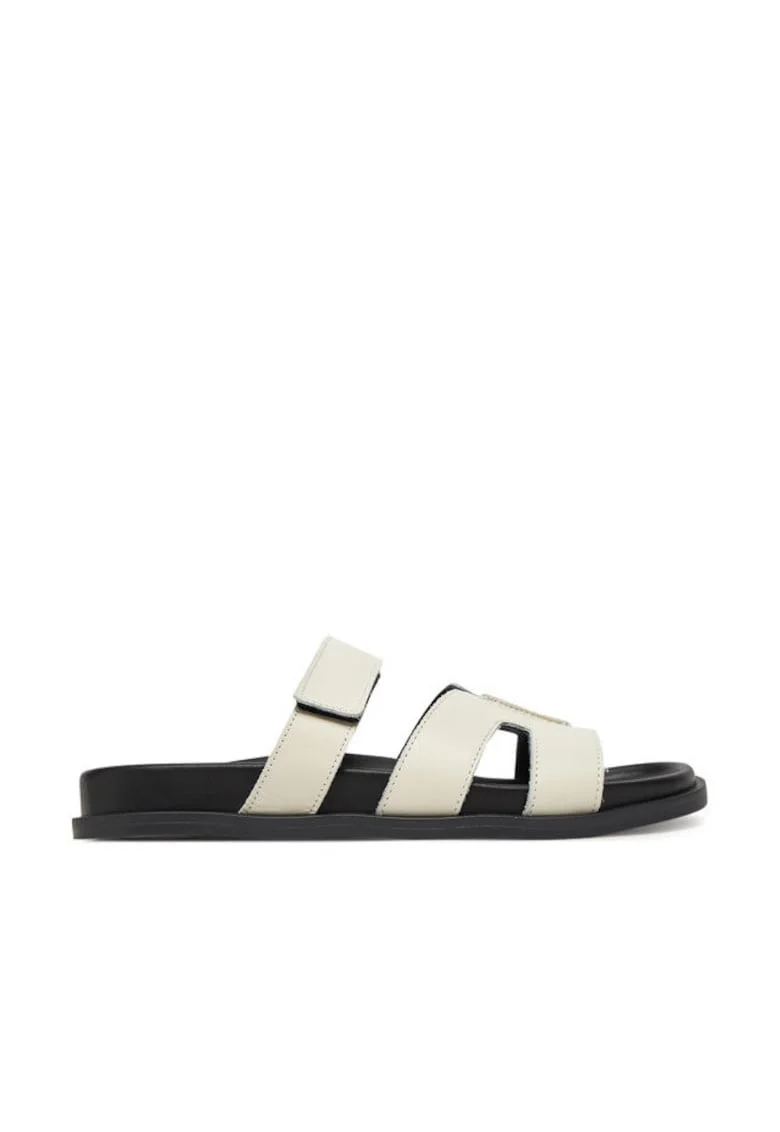 Papuci dama,  piele naturala, alb,